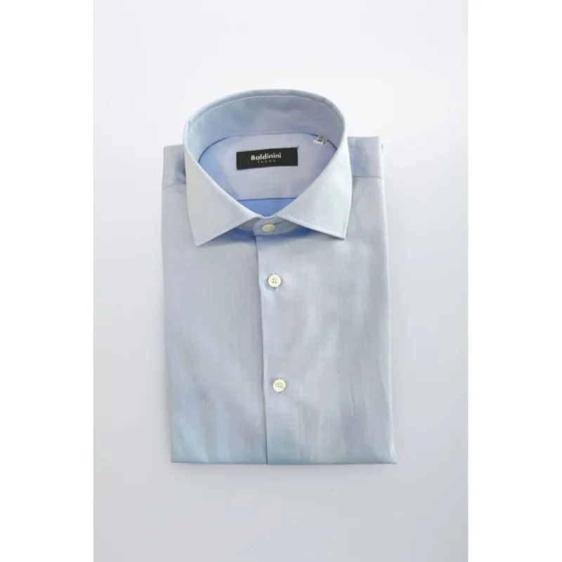 Baldinini Trend Light Blue Cotton Shirt sold by Siebentaschen