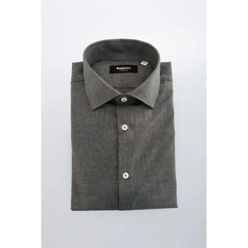 Baldinini Trend Gray Cotton Shirt sold by Siebentaschen