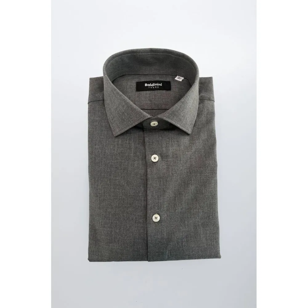 Baldinini Trend Gray Cotton Shirt sold by Siebentaschen