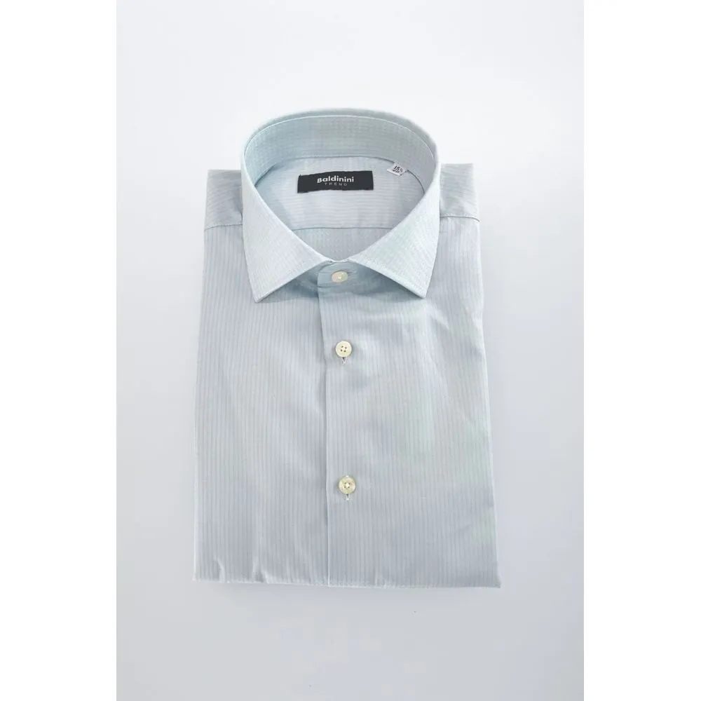 Baldinini Trend Light Blue Cotton Shirt sold by Siebentaschen