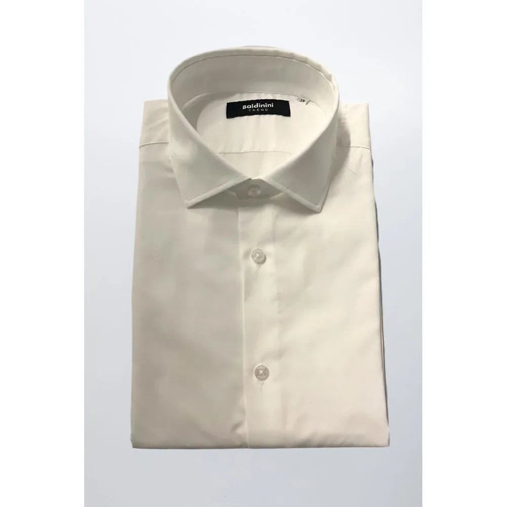Baldinini Trend White Cotton Men Shirt sold by Siebentaschen