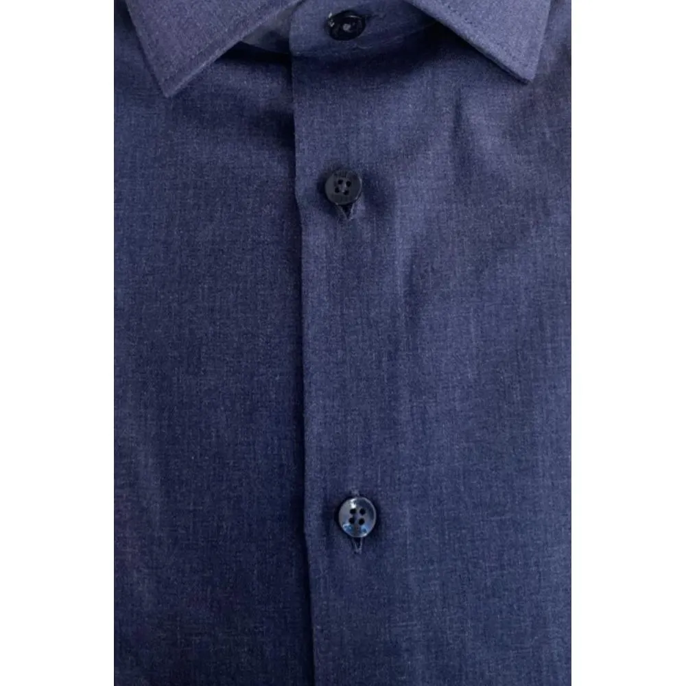 Baldinini Trend Blue Cotton Shirt sold by Siebentaschen product image thumbnail 3