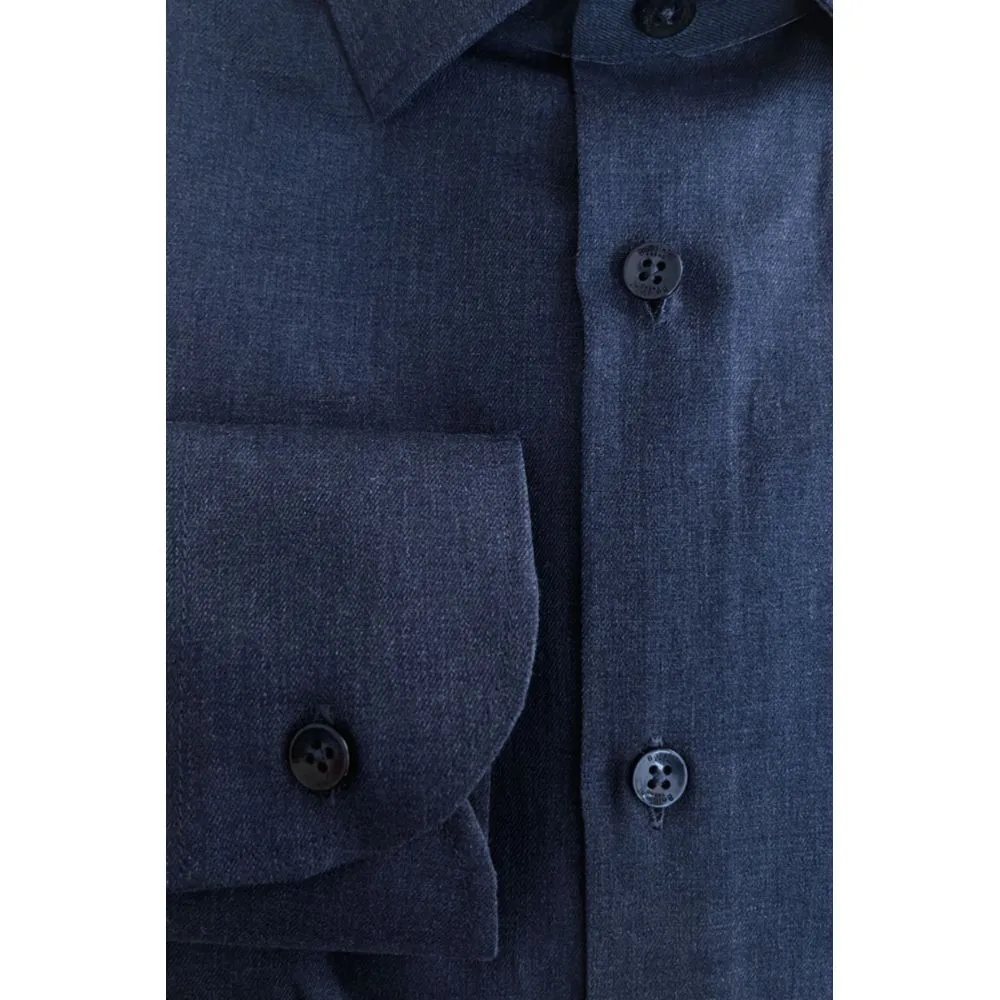 Baldinini Trend Blue Cotton Shirt sold by Siebentaschen product image thumbnail 4