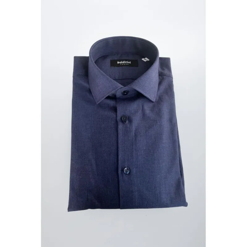 Baldinini Trend Blue Cotton Shirt sold by Siebentaschen