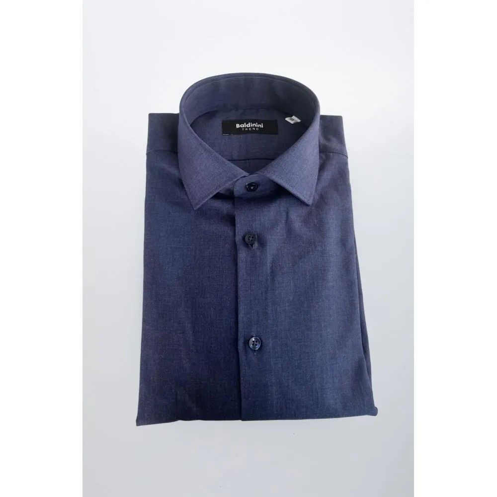 Baldinini Trend Blue Cotton Shirt sold by Siebentaschen