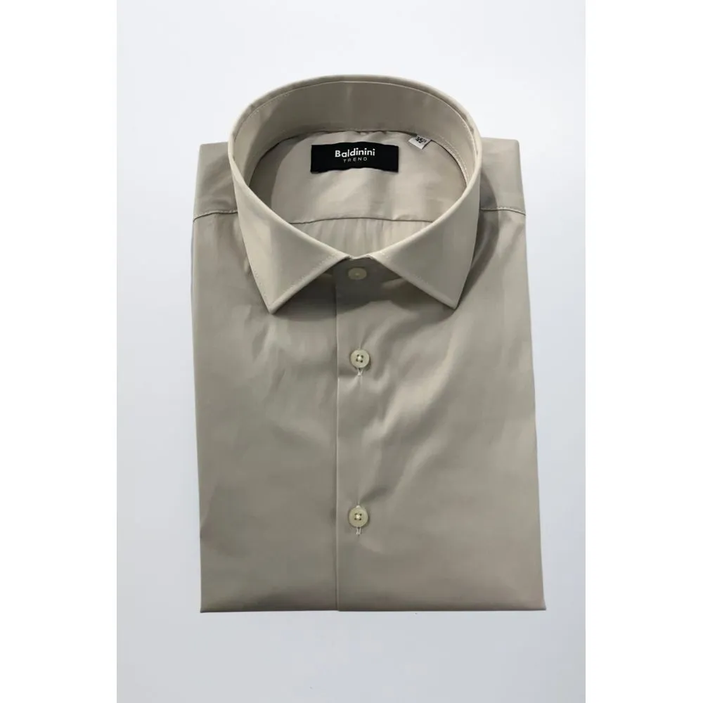 Baldinini Trend Beige Cotton Shirt sold by Siebentaschen