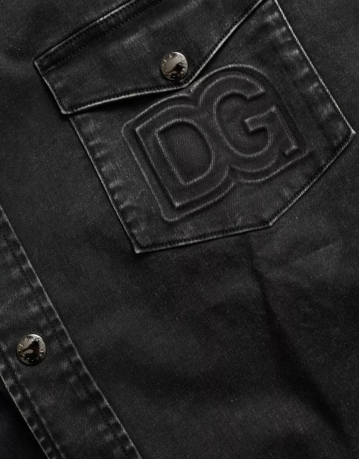 Dolce & Gabbana Black Cotton Long Sleeve Denim Casual Shirt sold by Siebentaschen product image thumbnail 5