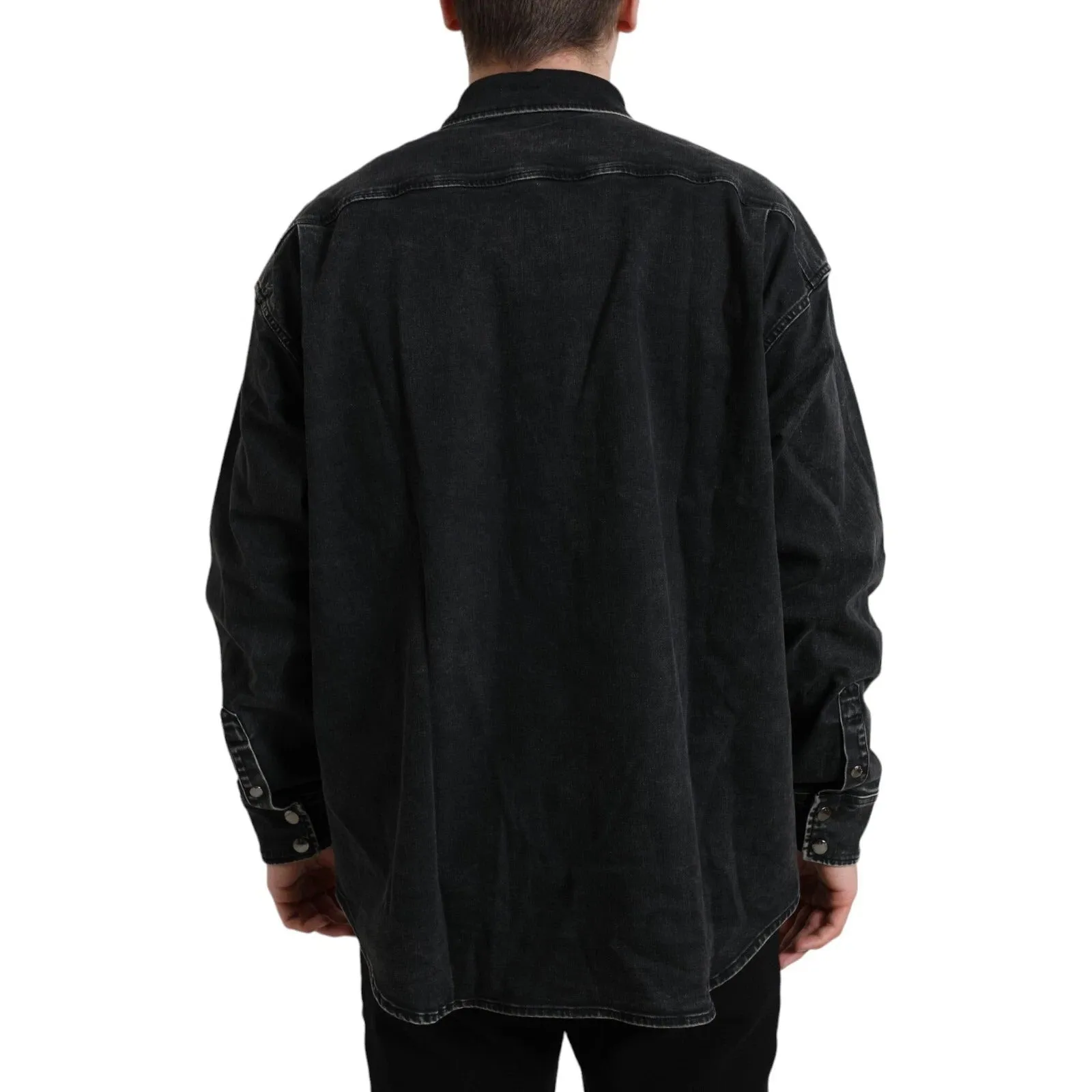 Dolce & Gabbana Black Cotton Long Sleeve Denim Casual Shirt sold by Siebentaschen product image thumbnail 4