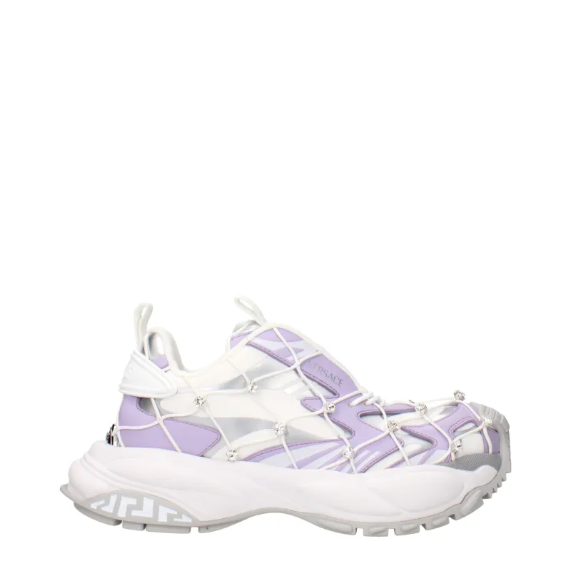 Versace White Fabric Chunky Sneakers sold by Siebentaschen