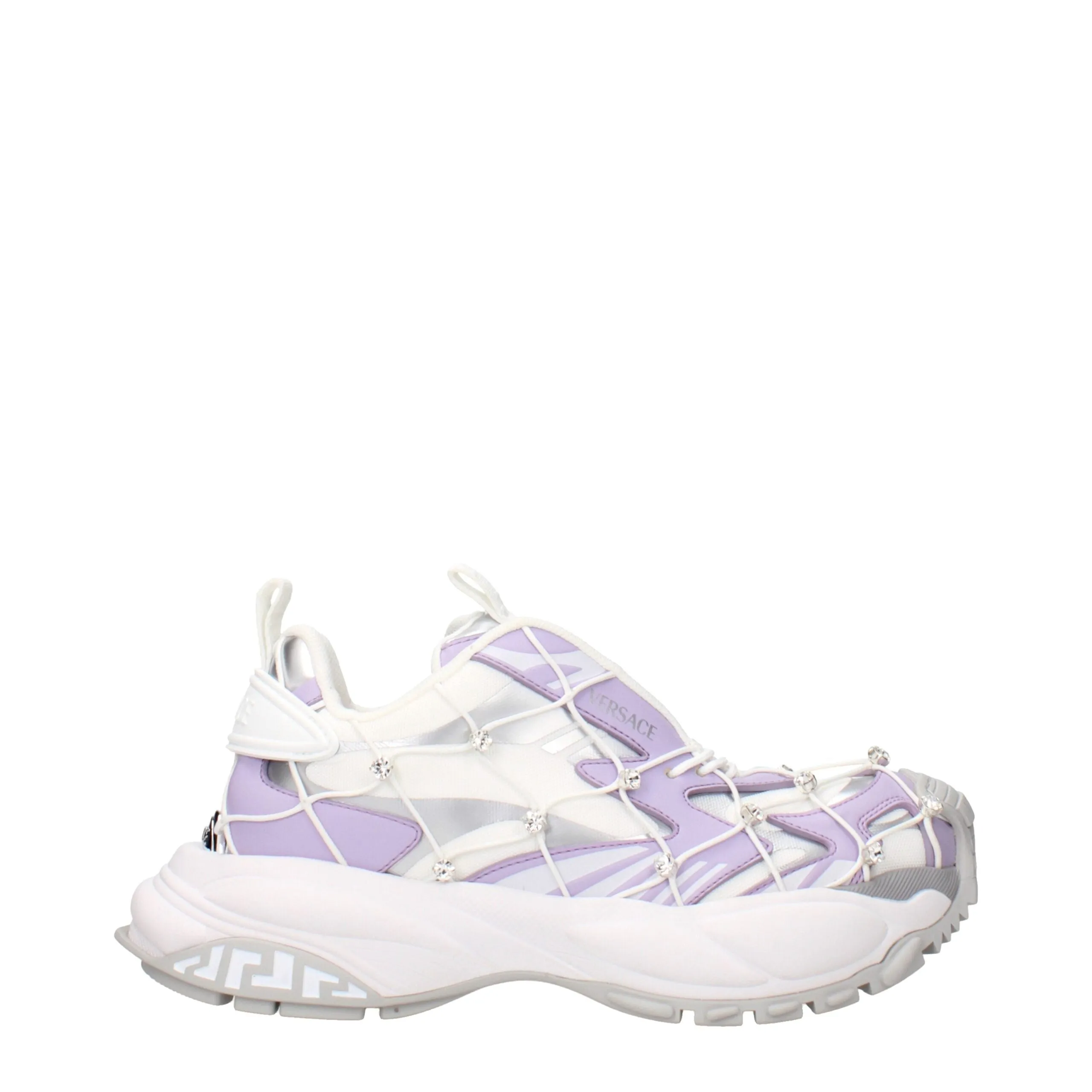 Versace White Fabric Chunky Sneakers sold by Siebentaschen