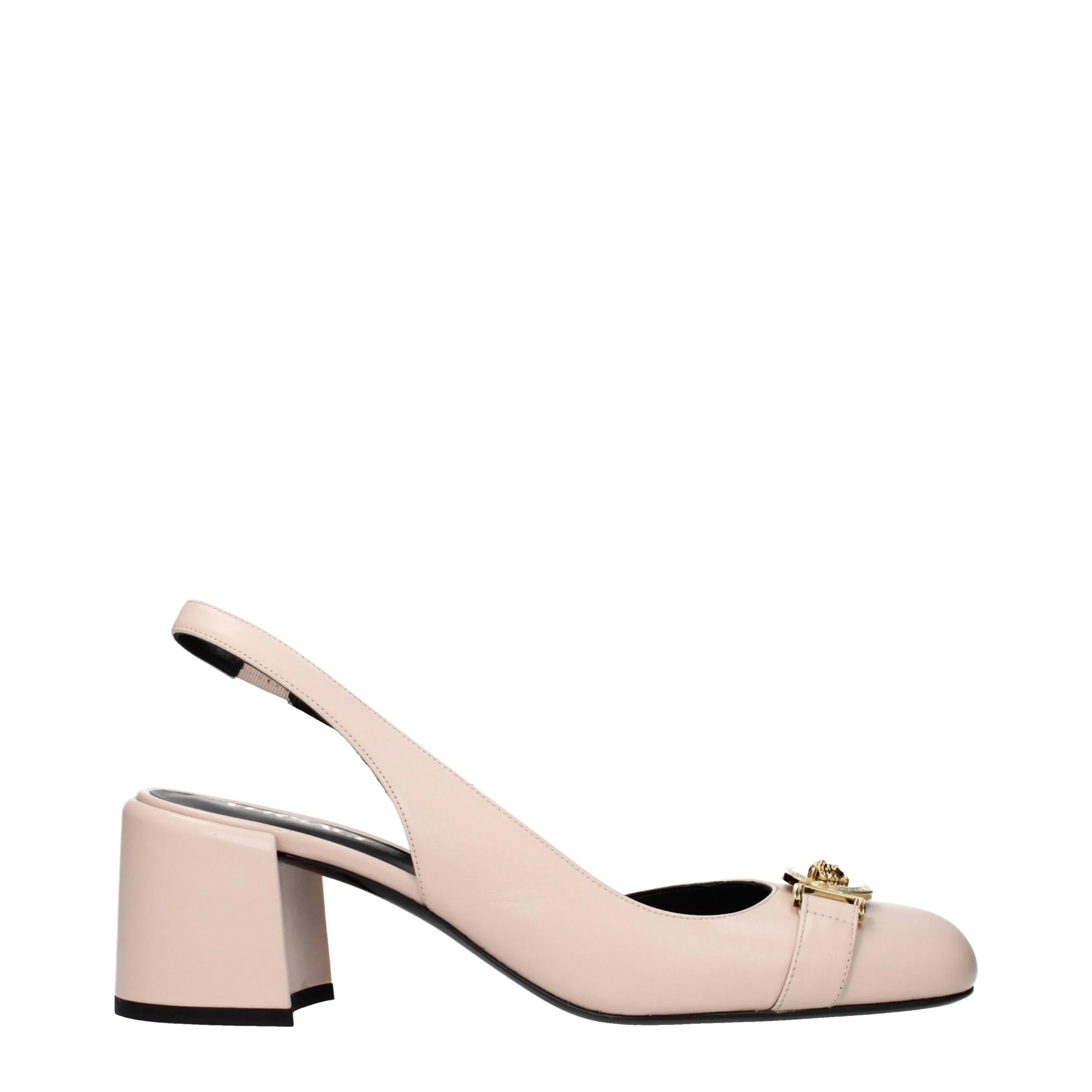 Versace Pink Leather Mid Heel Pumps sold by Siebentaschen
