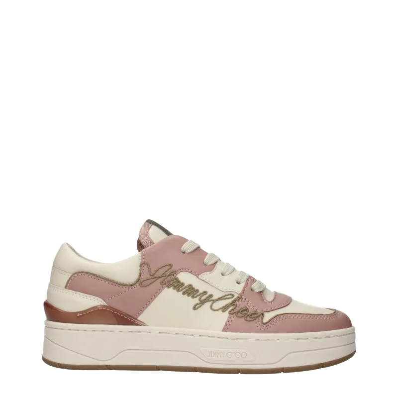 Jimmy Choo Pink Leather Low Top Sneakers sold by Siebentaschen