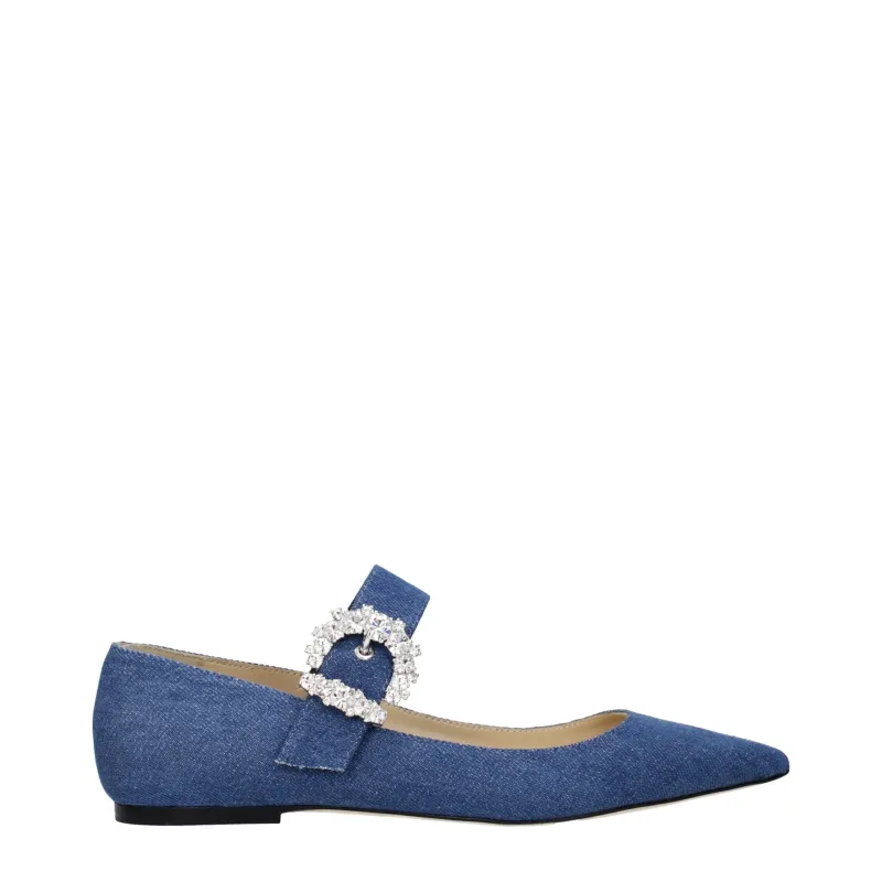 Jimmy Choo Blue Fabric Ballet Flats sold by Siebentaschen