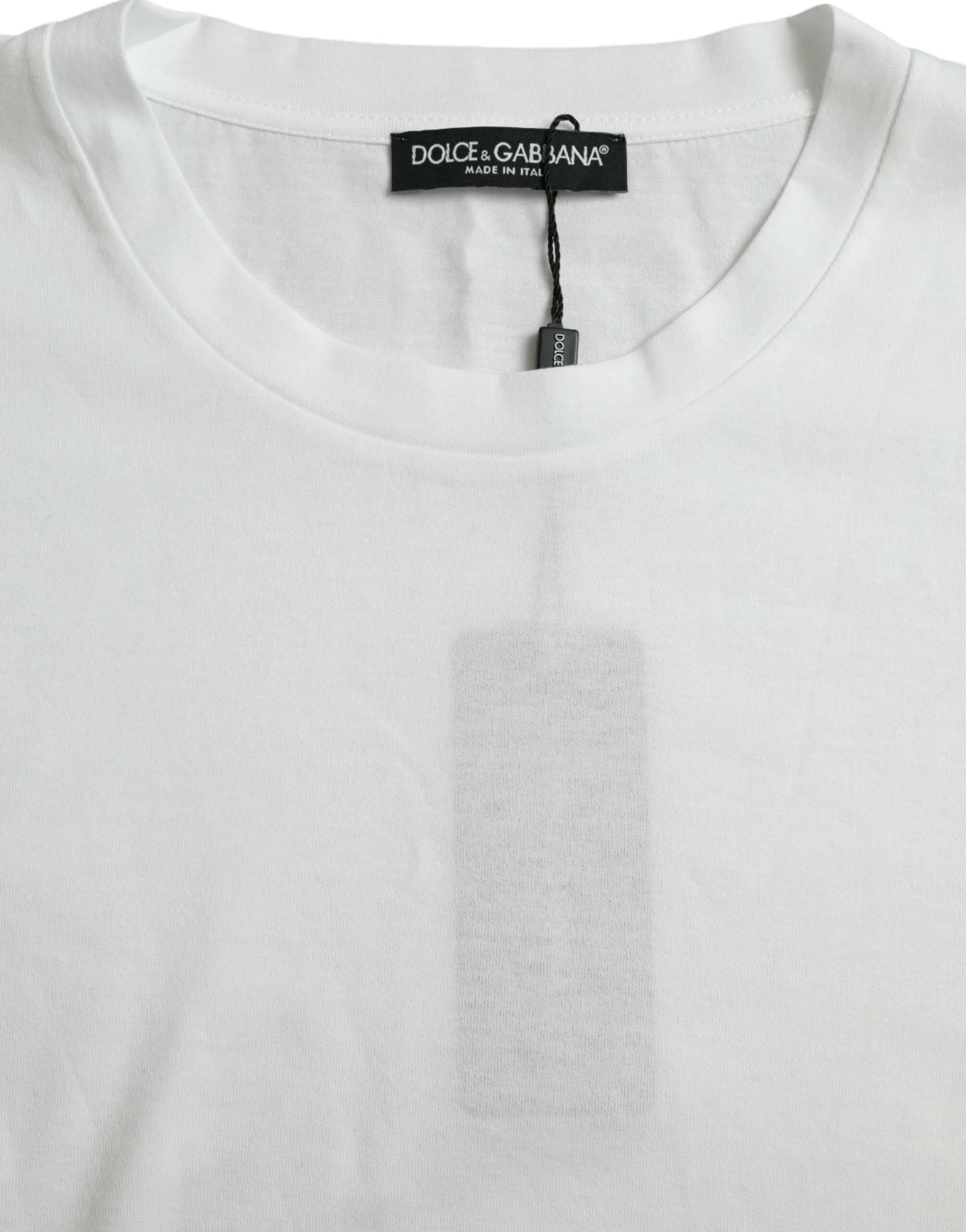 Dolce & Gabbana White Cotton Short Sleeves Crewneck T-shirt sold by Siebentaschen product image thumbnail 3