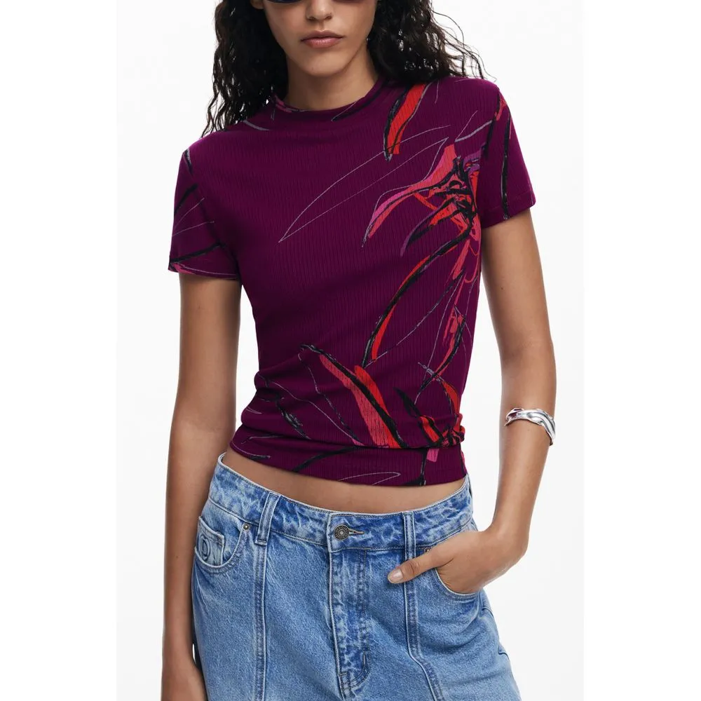 Desigual Purple Elastane T-Shirt sold by Siebentaschen product image thumbnail 3
