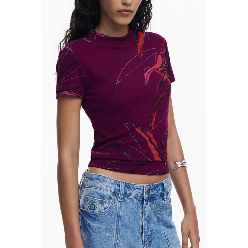 Desigual Purple Elastane T-Shirt sold by Siebentaschen