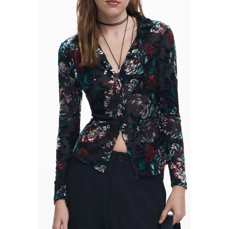 Desigual Black Polyester Shirt sold by Siebentaschen