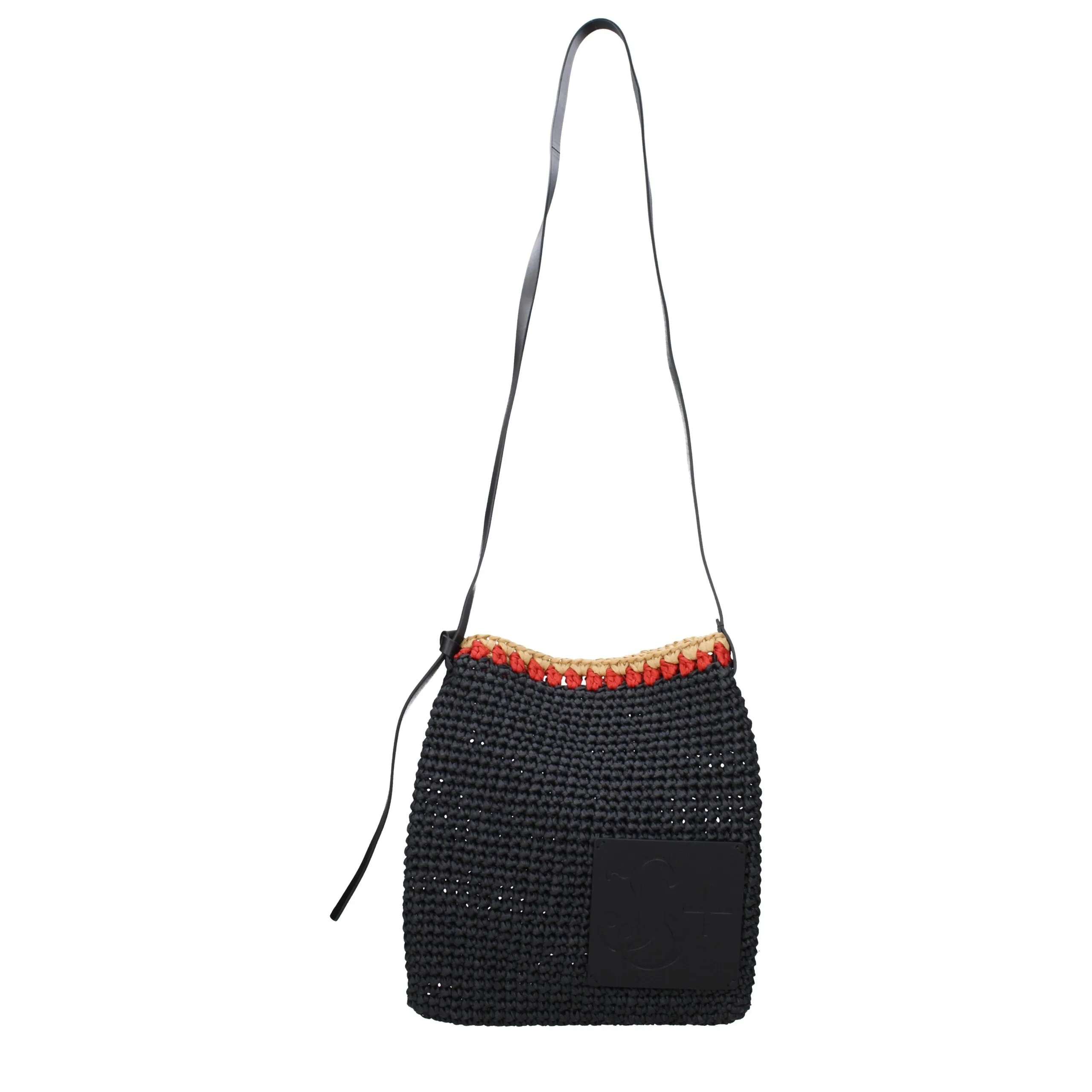Jil Sander Black Raffia Crossbody Bag sold by Siebentaschen