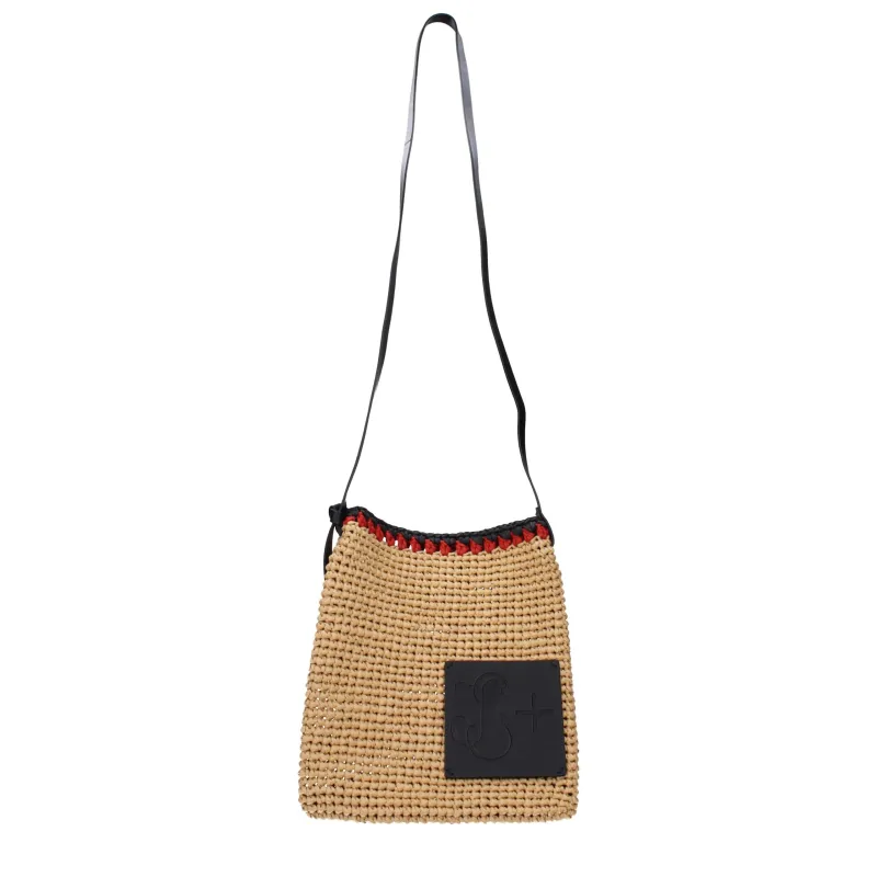 Jil Sander Beige Raffia Crossbody Bag made by Jil Sander