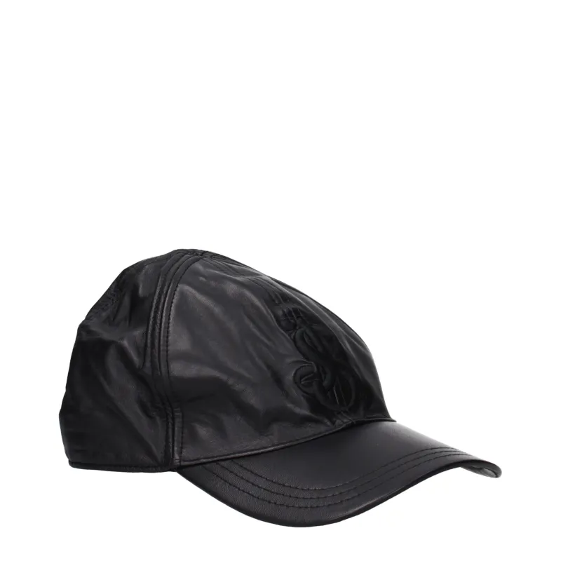 Jil Sander Black Leather Cap (Baseball Hat) made by Jil Sander