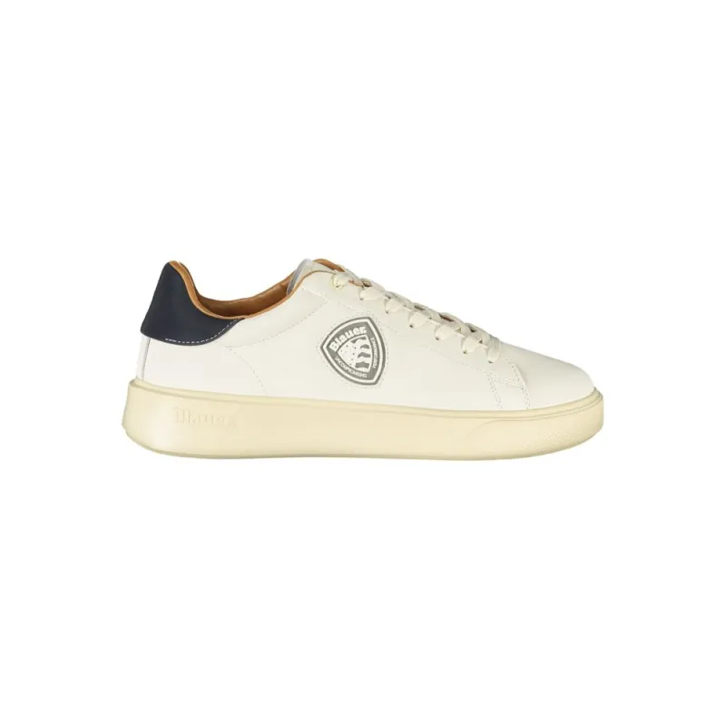 Blauer White Leather Men Sneaker sold by Siebentaschen