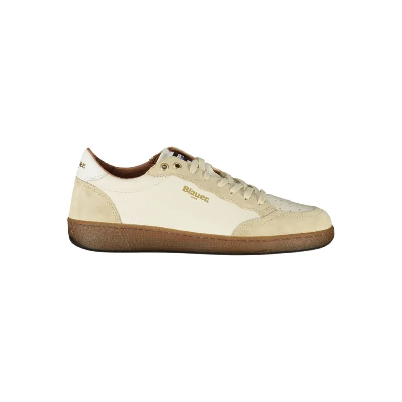 Blauer White Leather Men Sneaker sold by Siebentaschen