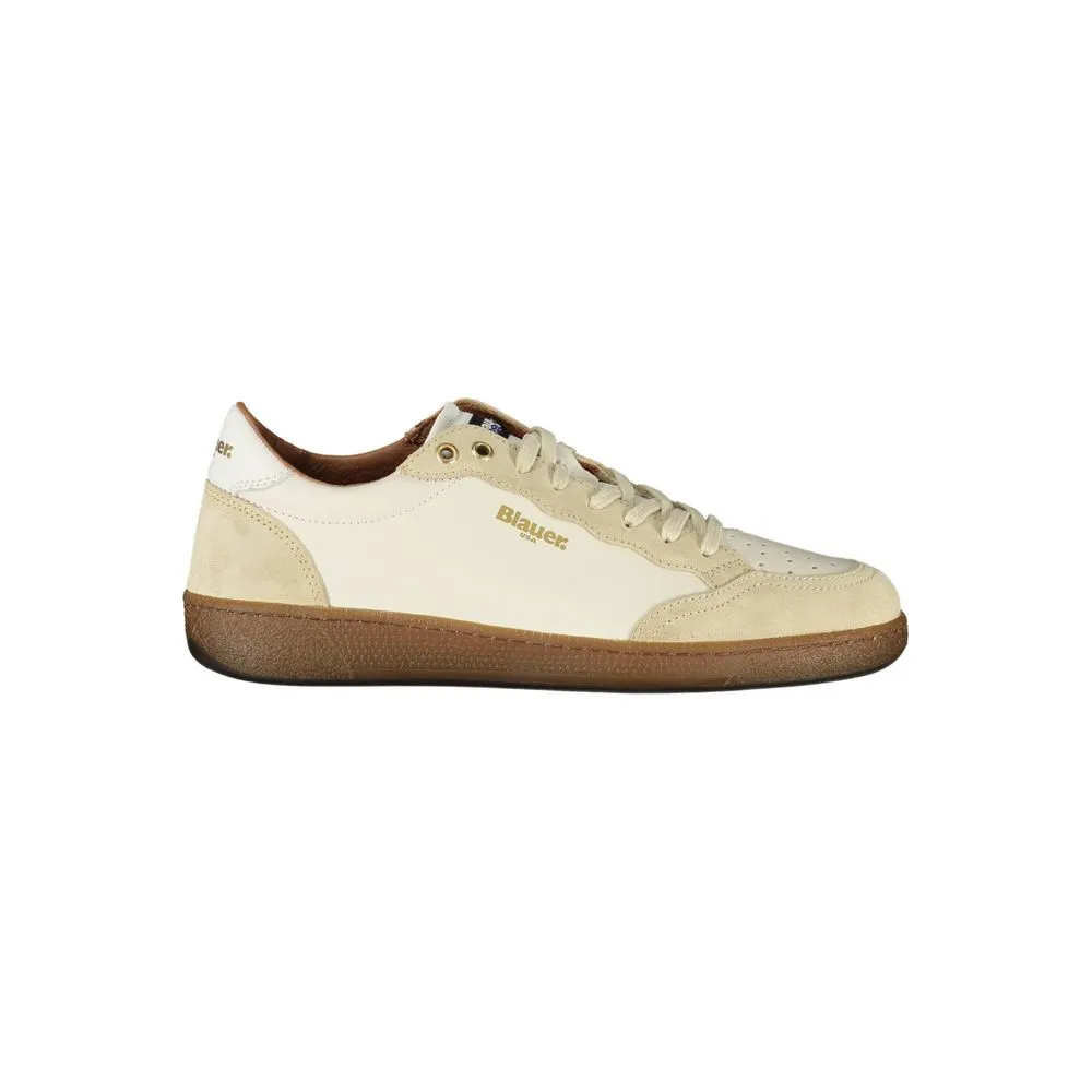 Blauer White Leather Men Sneaker sold by Siebentaschen