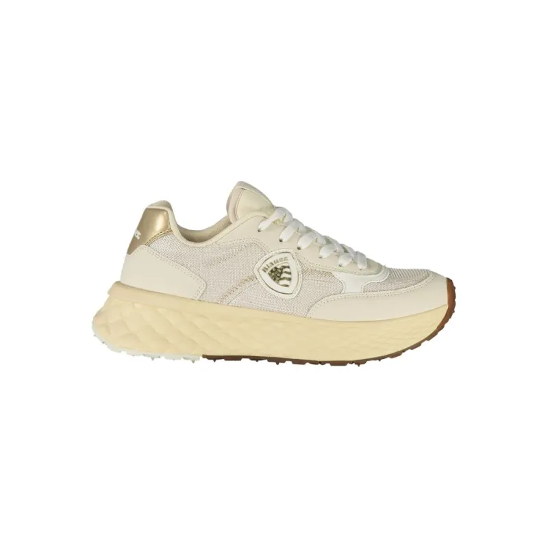 Blauer Beige Leather Women Sneaker sold by Siebentaschen