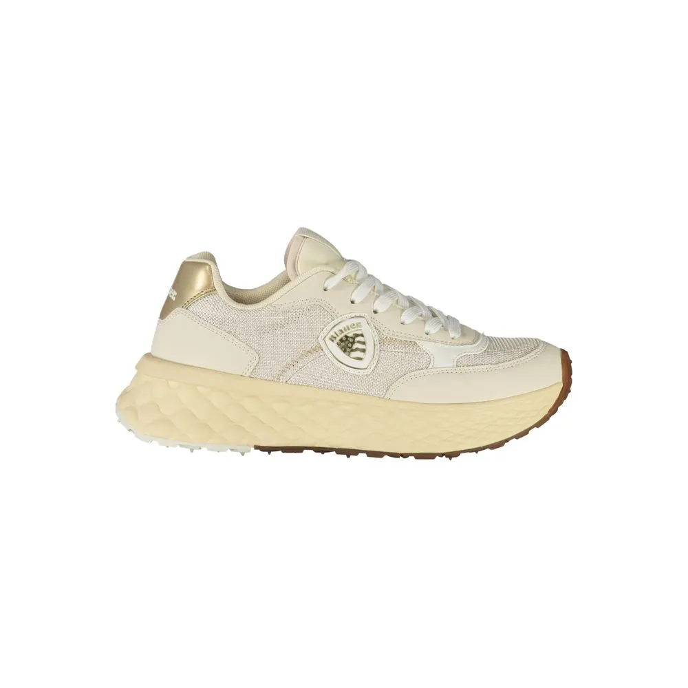 Blauer Beige Leather Women Sneaker sold by Siebentaschen