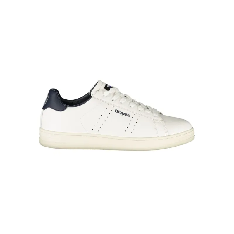 Blauer White Leather Men Sneaker sold by Siebentaschen