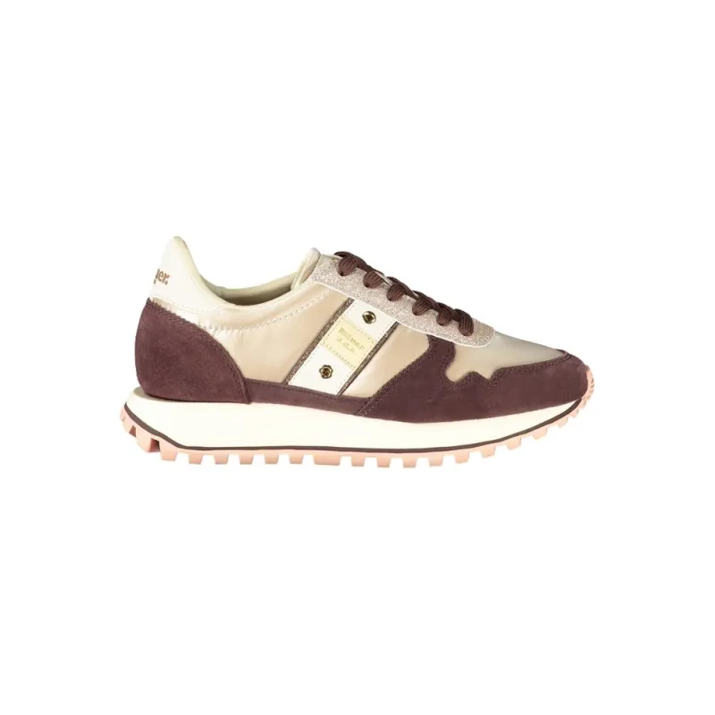 Blauer Beige Leather Women Sneaker sold by Siebentaschen