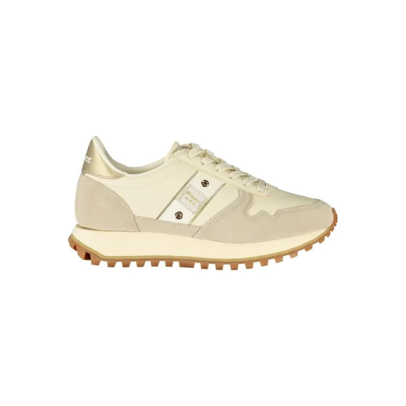 Blauer Beige Leather Women Sneaker sold by Siebentaschen