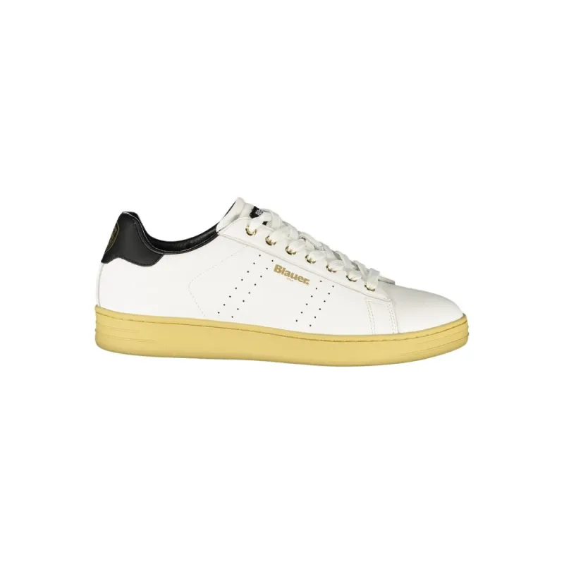 Blauer White Leather Men Sneaker sold by Siebentaschen