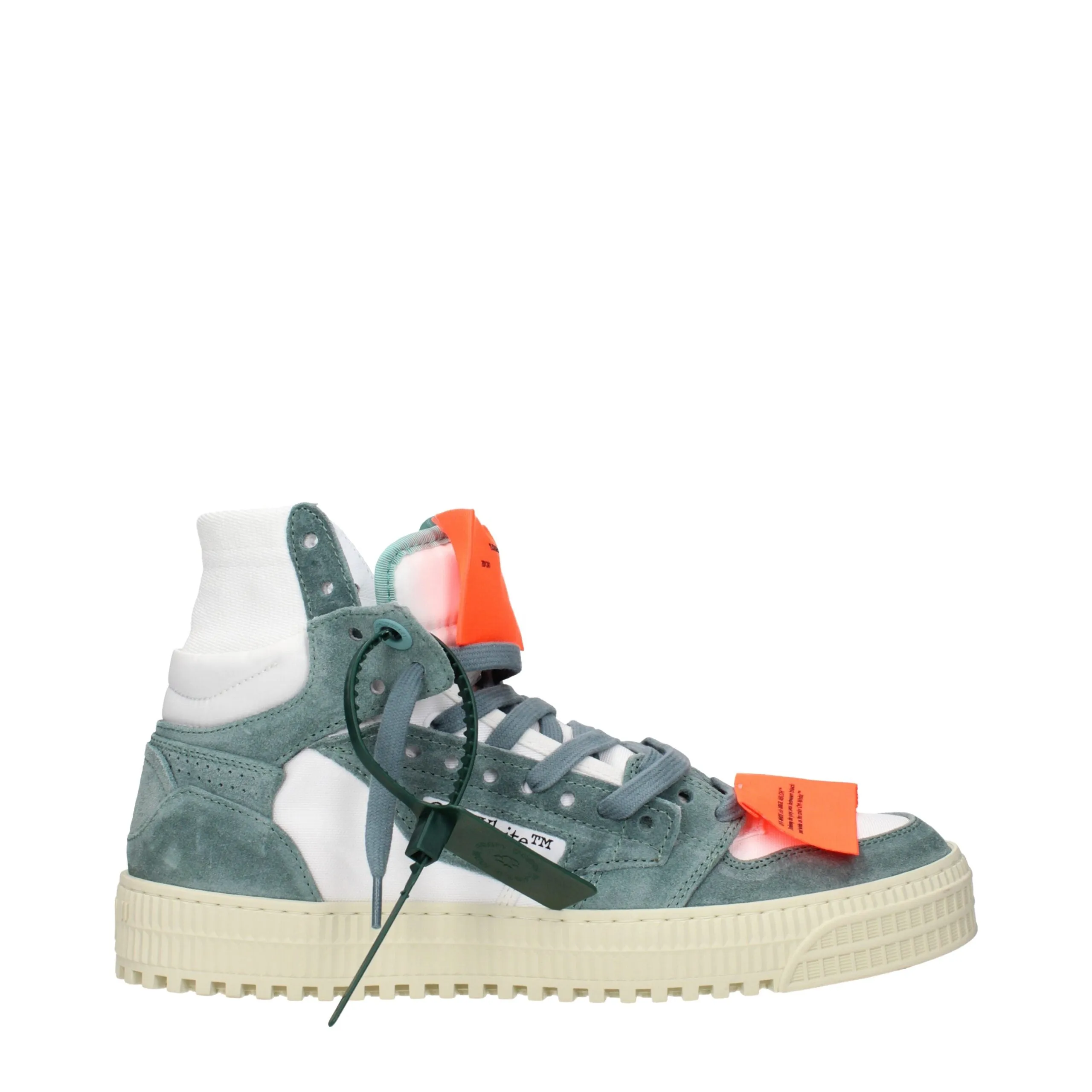 Off-White White Fabric High Top Sneakers sold by Siebentaschen