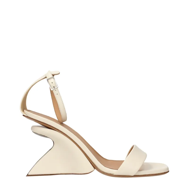 Off-White Beige Leather Platform Sandals sold by Siebentaschen