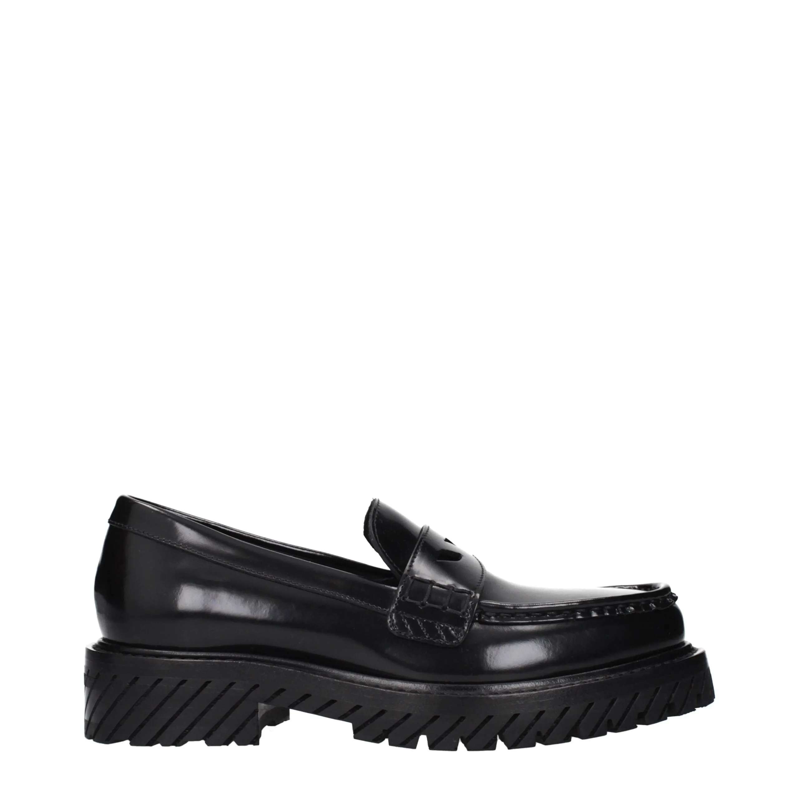 Off-White Black Leather Slip-On Loafers sold by Siebentaschen