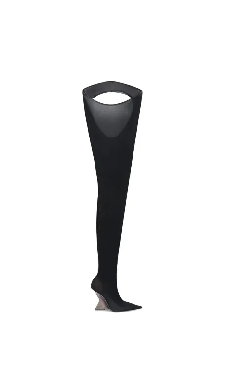 The Attico Black Fabric Over The Knee sold by Siebentaschen