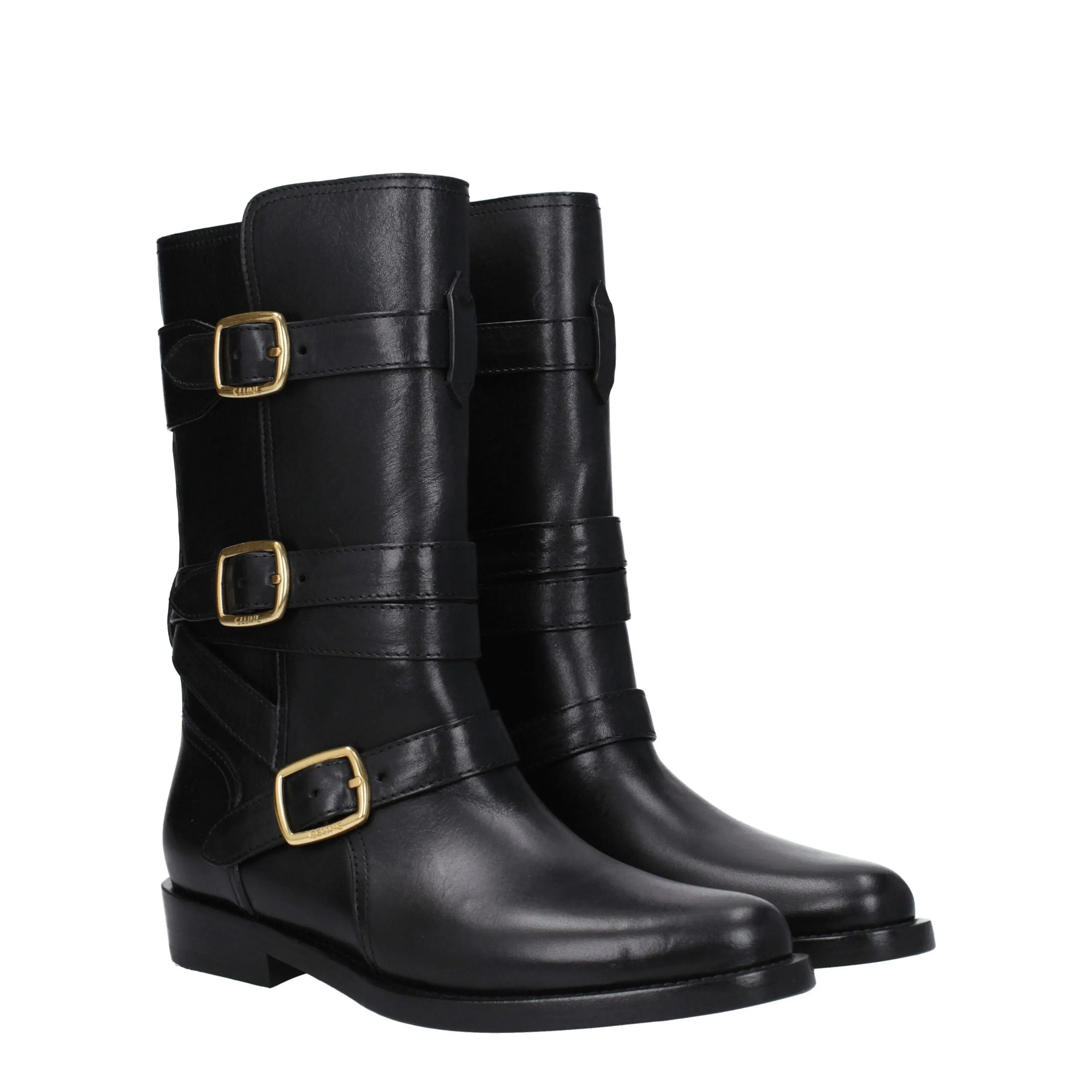 Celine Black Leather Flat Boots sold by Siebentaschen product image thumbnail 2