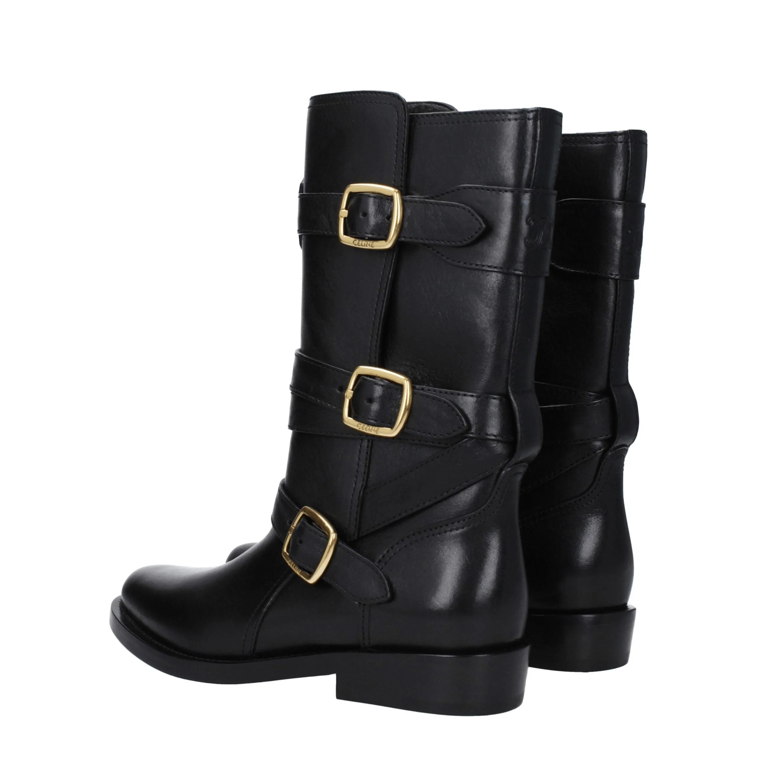 Celine Black Leather Flat Boots sold by Siebentaschen product image thumbnail 4