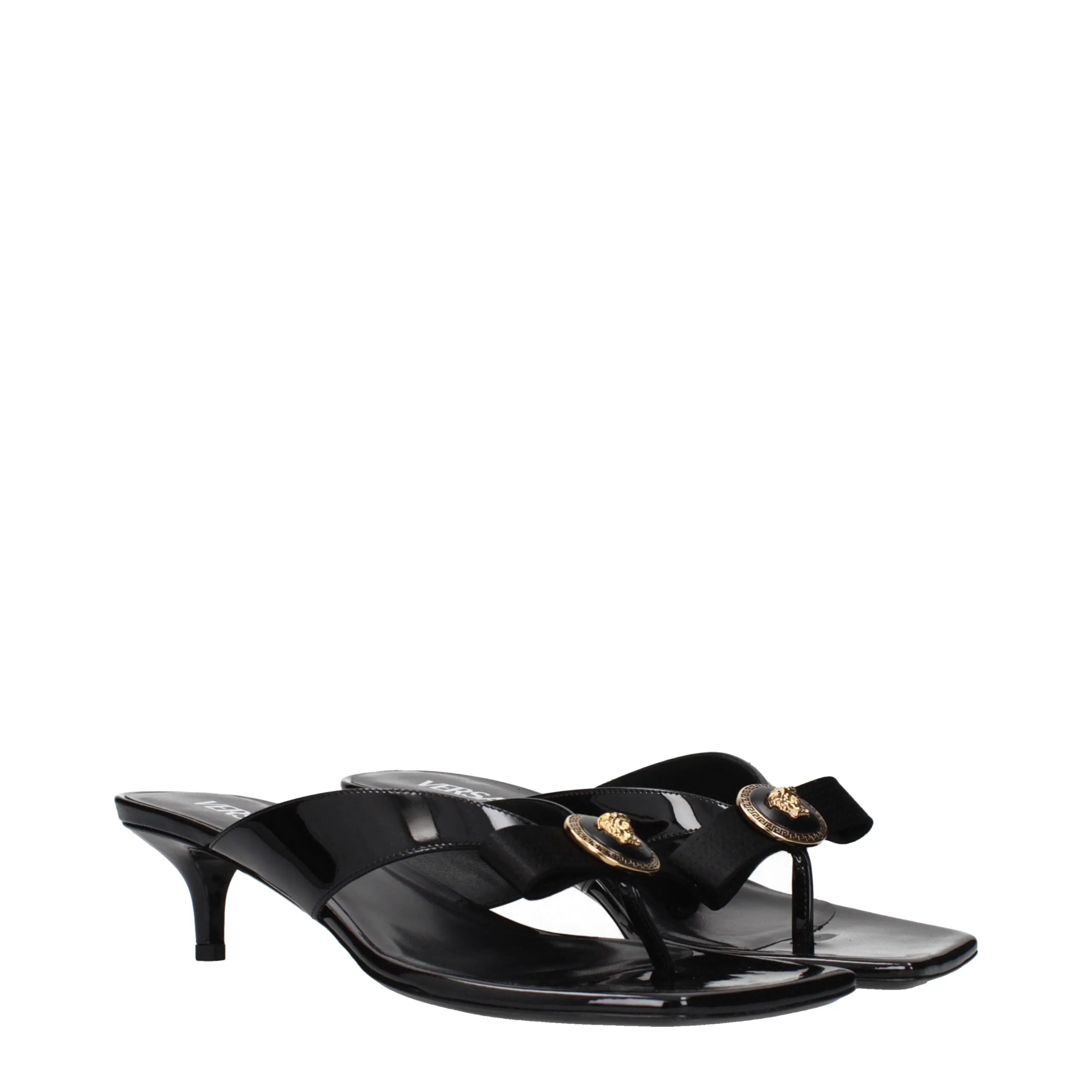Versace Black Leather Stiletto Heel Sandals sold by Siebentaschen product image thumbnail 2