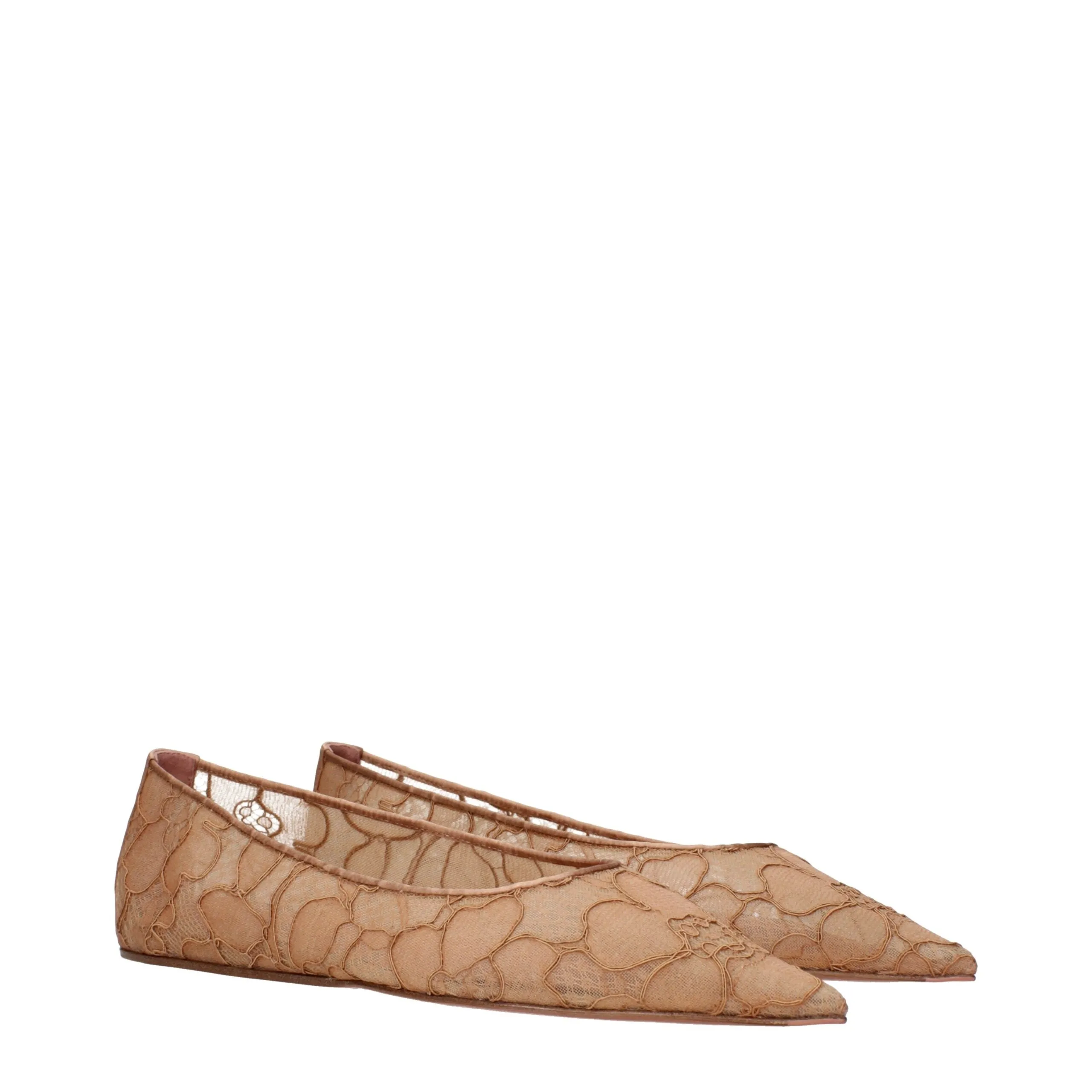 Amina Muaddi Beige Fabric Ballet Flats sold by Siebentaschen product image thumbnail 2