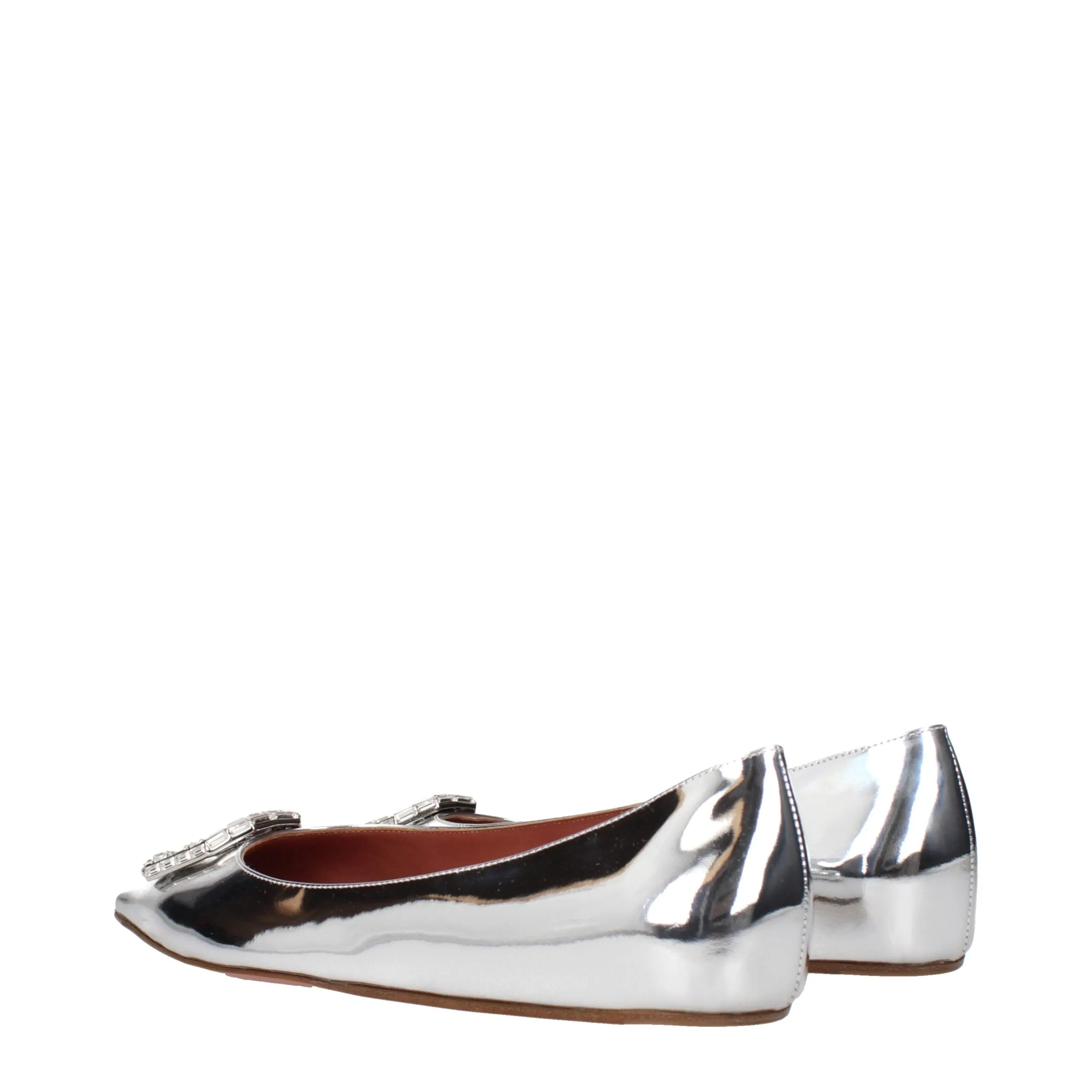 Amina Muaddi Gray Leather Ballet Flats sold by Siebentaschen product image thumbnail 4