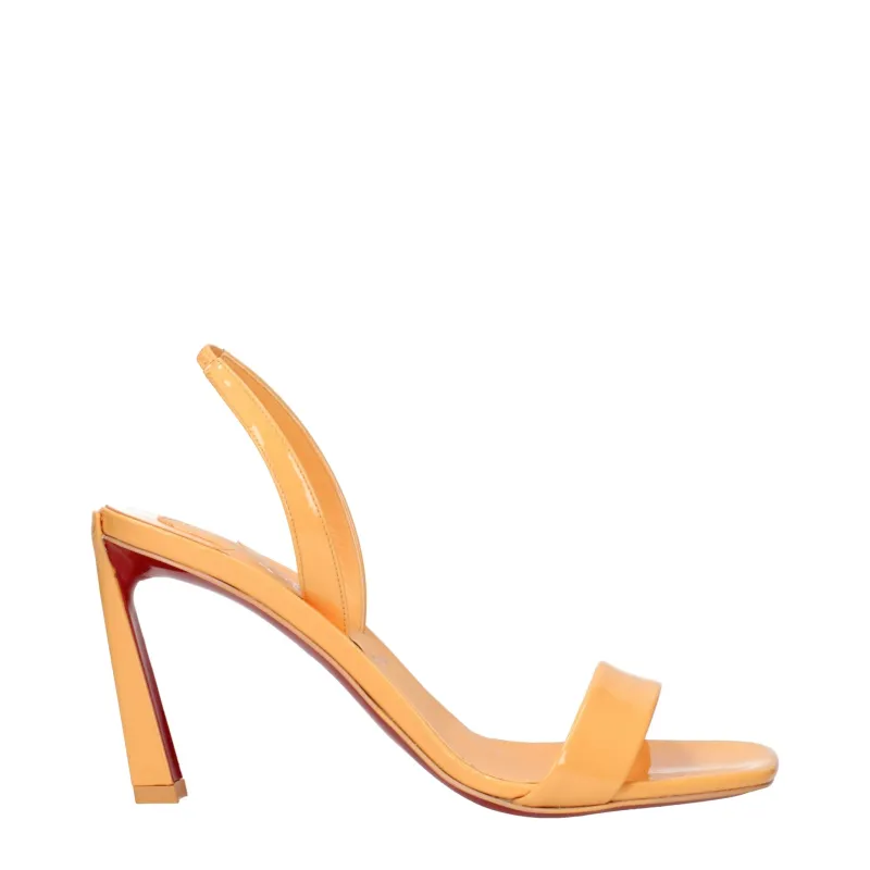 Christian Louboutin Orange Leather Stiletto Heel Sandals sold by Siebentaschen