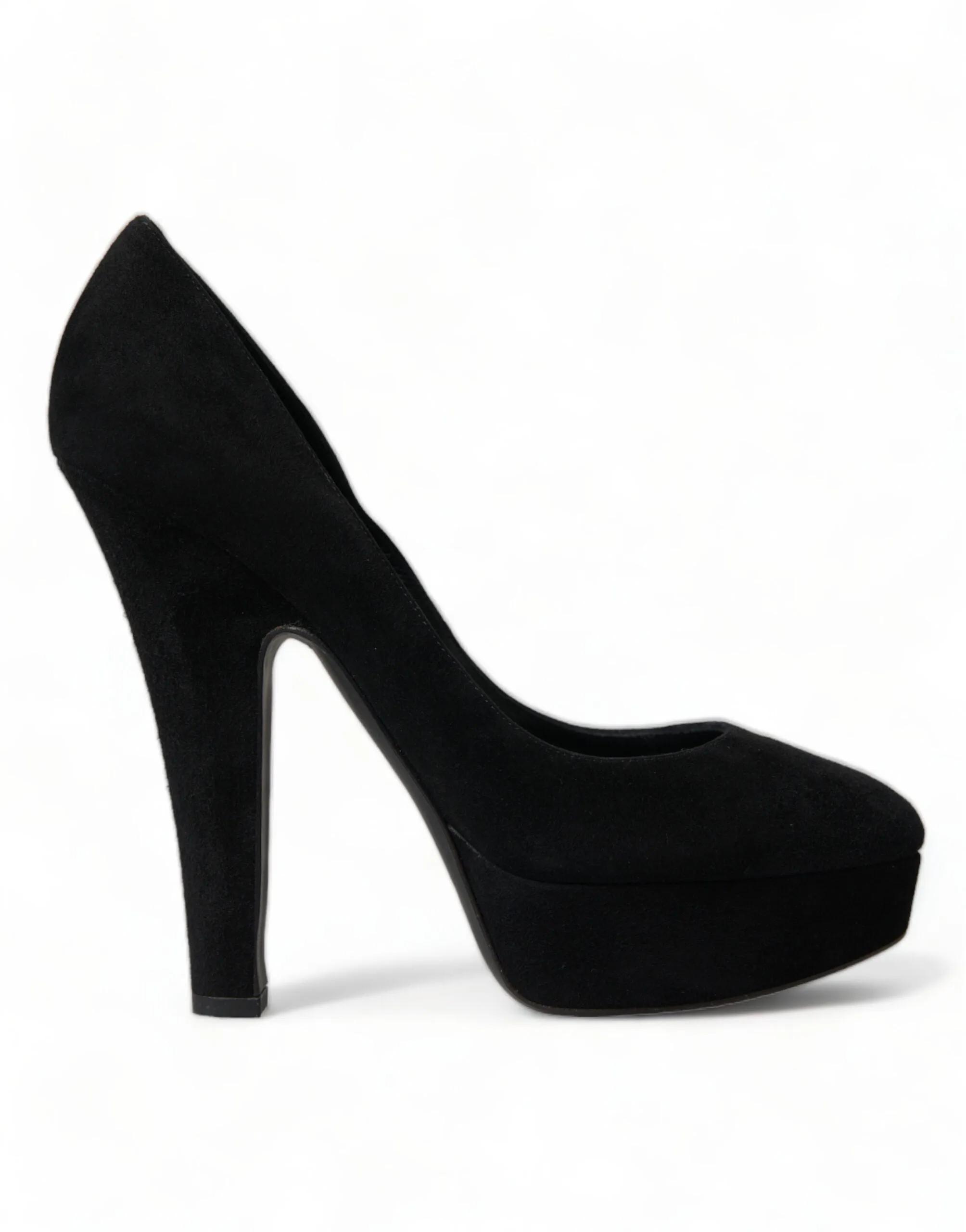 Dolce & Gabbana Black Suede Leather Platform Heel Pumps Shoes sold by Siebentaschen