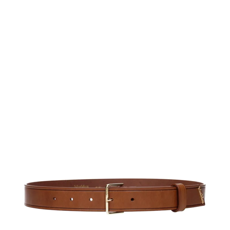 Max Mara Brown Leather Regular Belt sold by Siebentaschen
