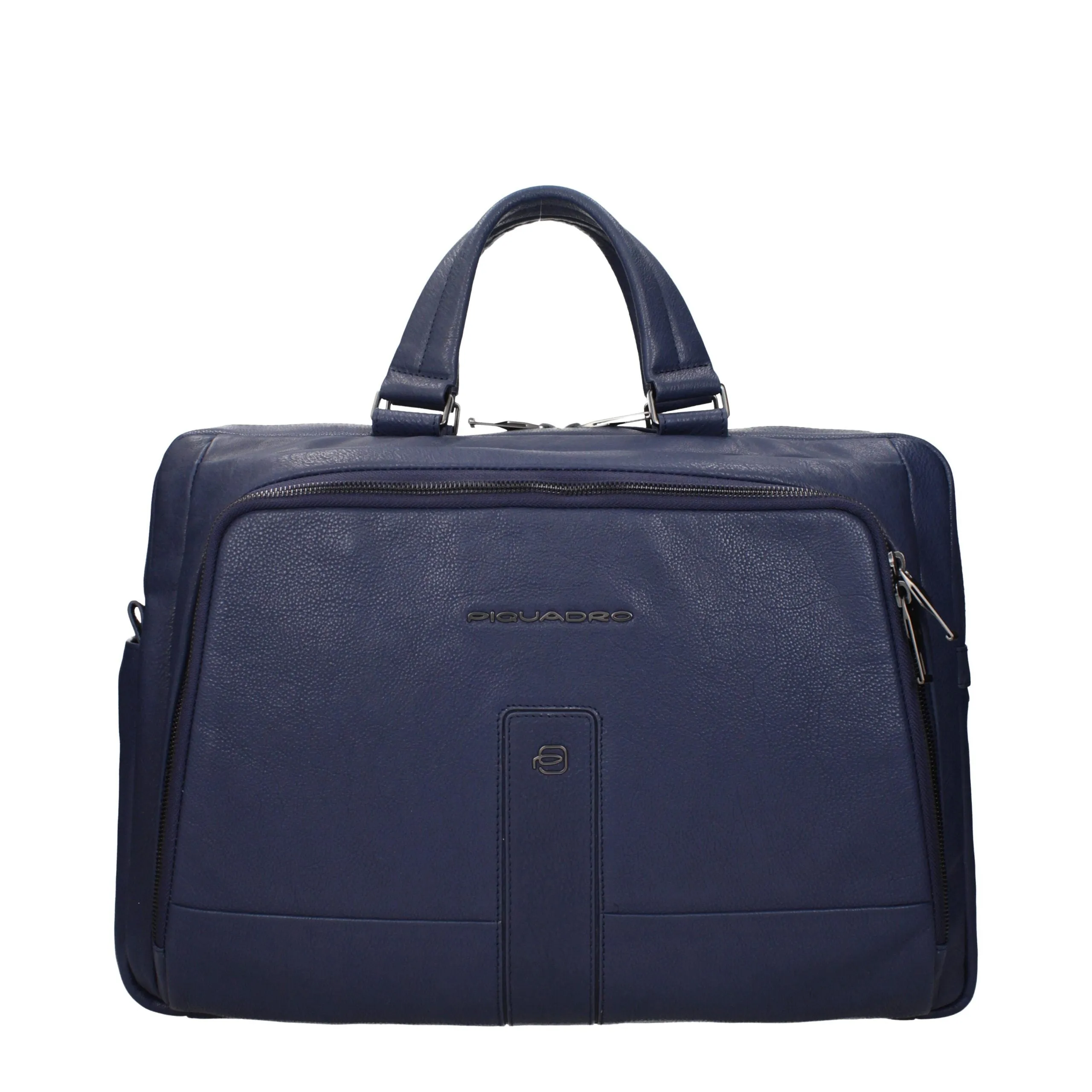 Piquadro Blue Leather Business And Laptop Bag sold by Siebentaschen