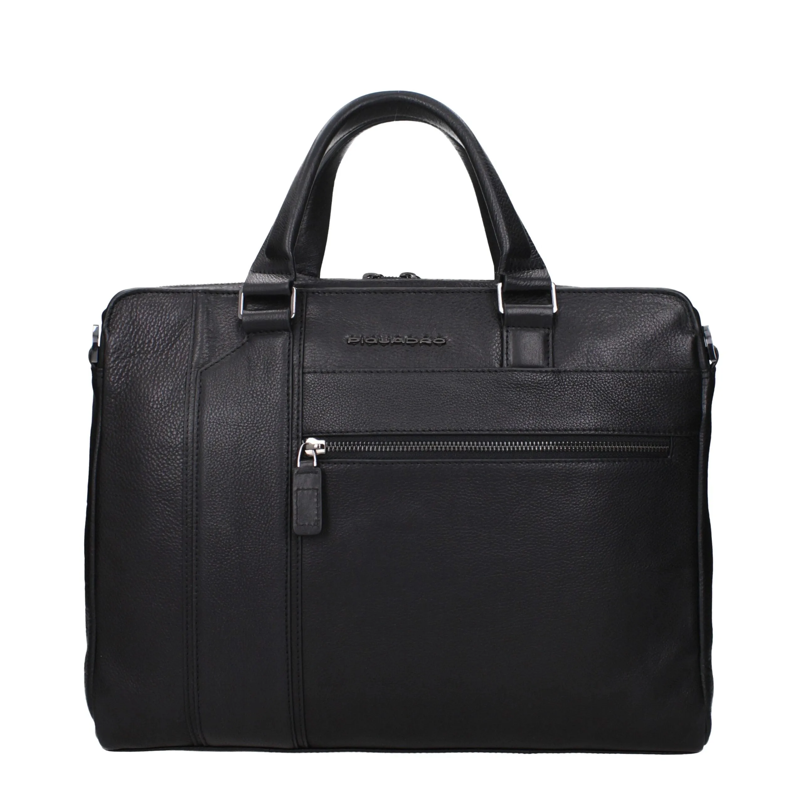 Piquadro Black Leather Business And Laptop Bag sold by Siebentaschen