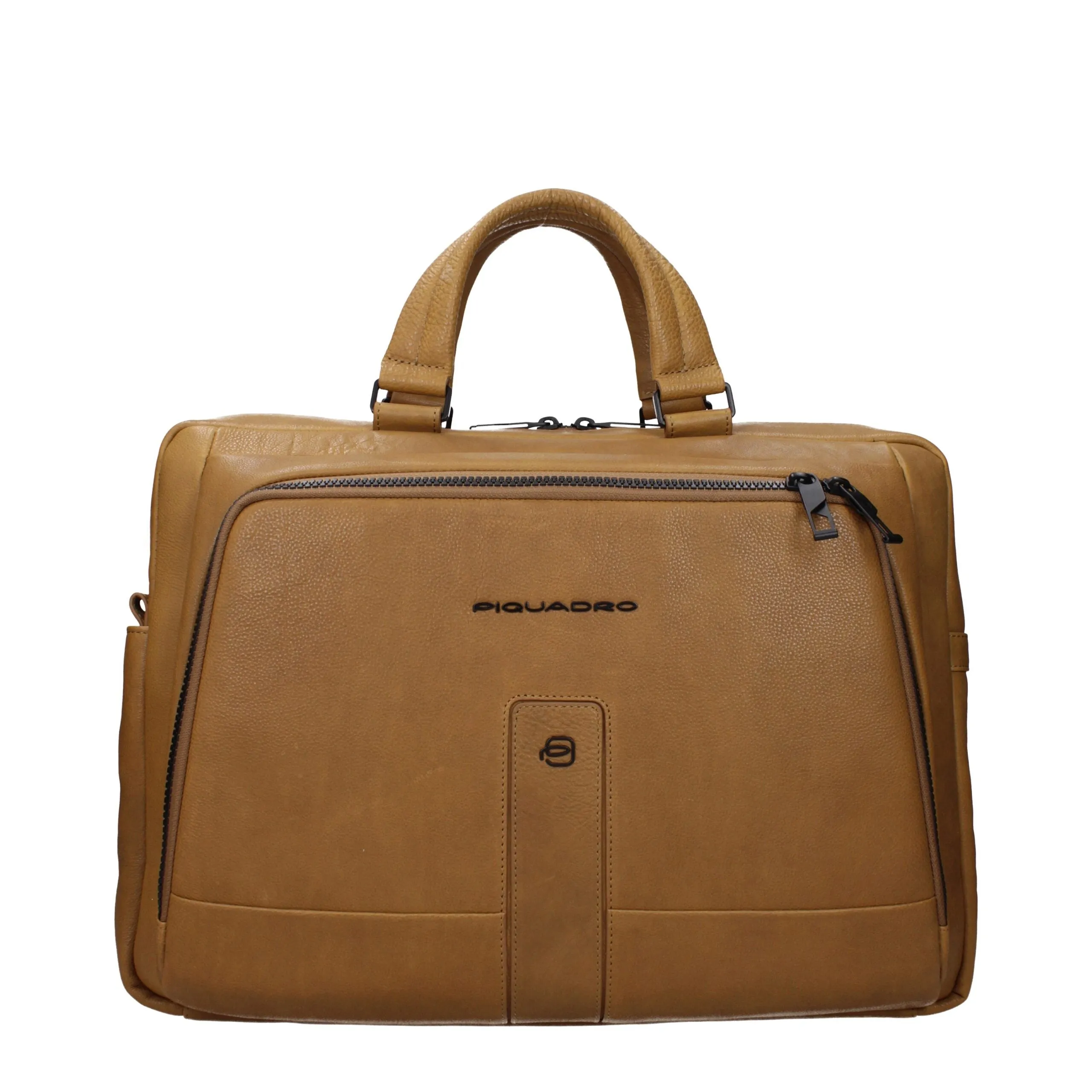 Piquadro Beige Leather Business And Laptop Bag sold by Siebentaschen