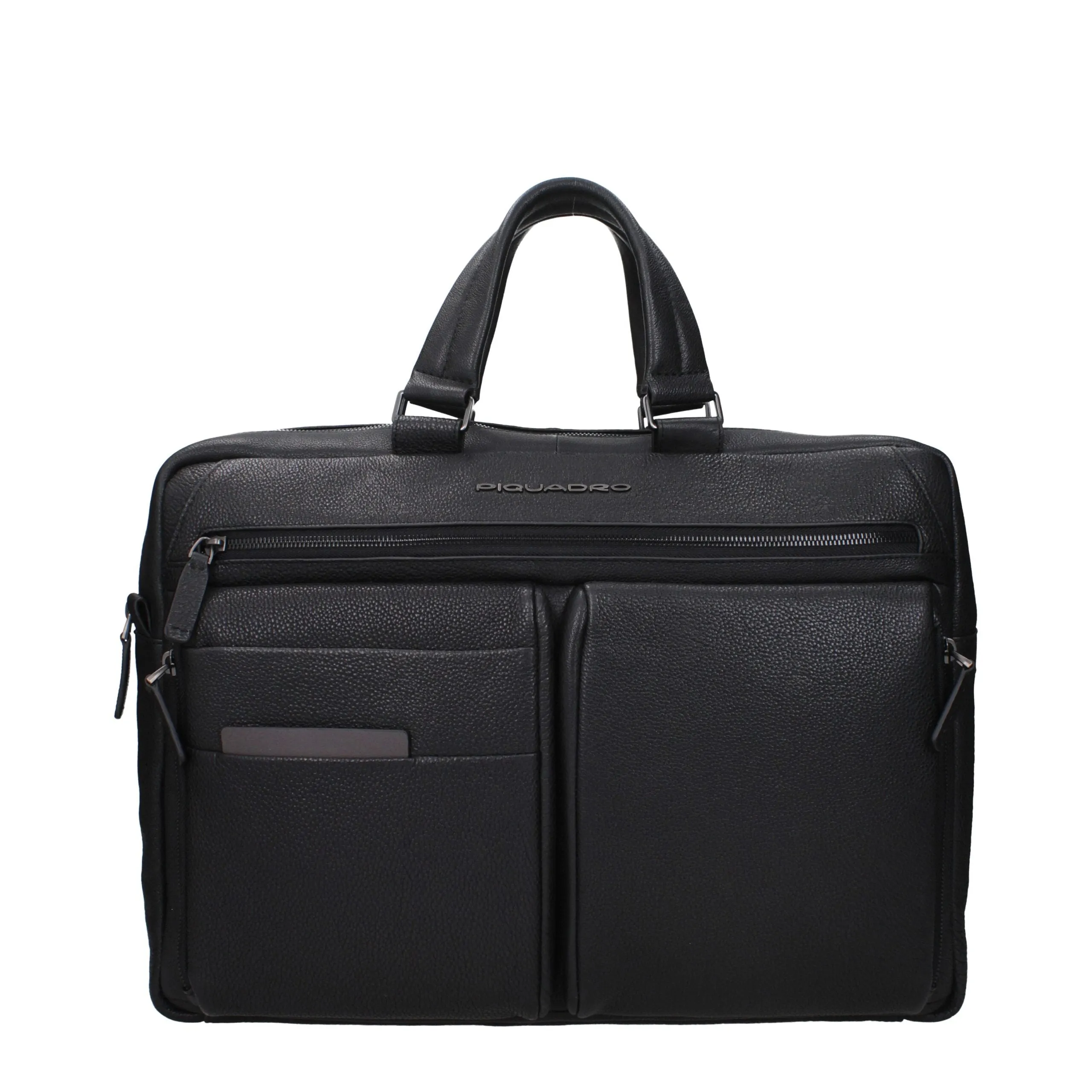 Piquadro Black Leather Business And Laptop Bag sold by Siebentaschen