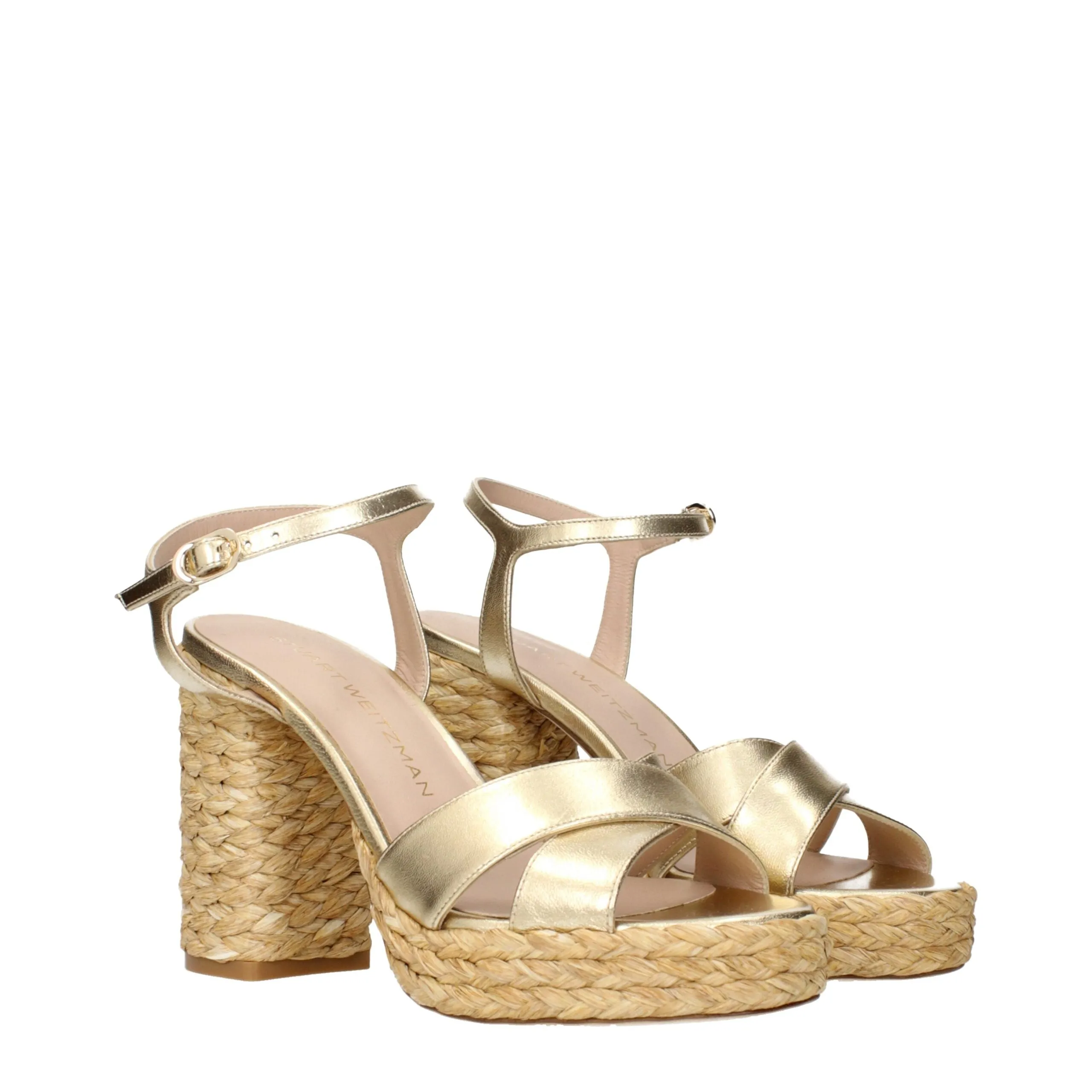 Stuart Weitzman Gold Leather Platform Sandals sold by Siebentaschen product image thumbnail 2